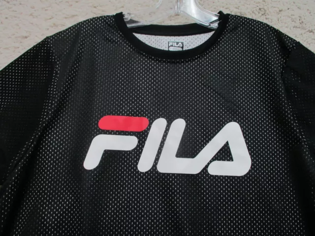 Fila Shirt Large Adult Black Athletic Cropped Mesh Casual Spell Out Logo Womens 2