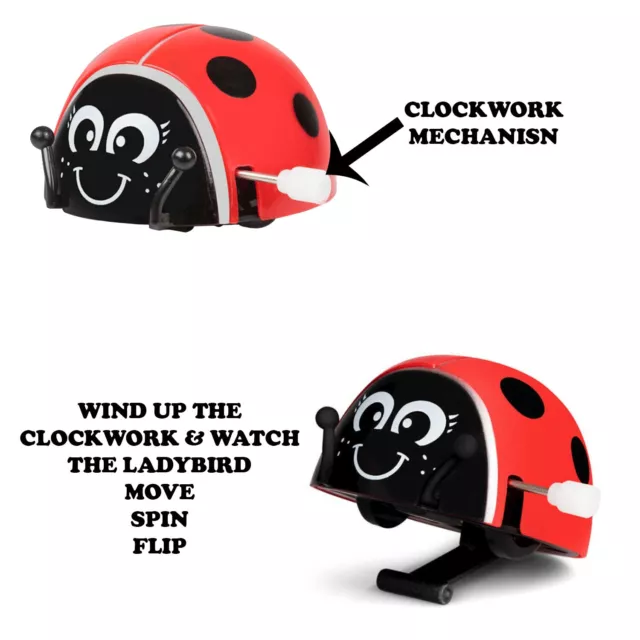 Clockwork Wind Up LadyBird Kids Toy Birthday Party Bag Fillers Gifts T538 UK 2