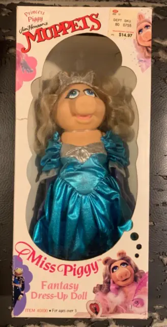 Vintage Miss Piggy Fantasy Dress-Up Muppet Doll Princess in Box 1989 Jim Henson