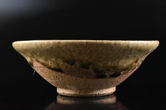 M1946: Japanese Shigaraki-ware Youhen pattern Shapely TEA BOWL Green tea tool
