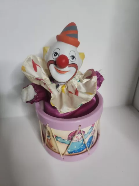 Music Box Clown in a Drum " Send in the Clown" Vintage Collectable