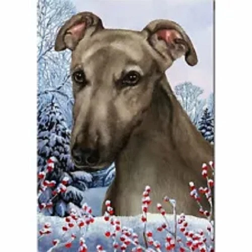 Winter House Flag - Grey Greyhound 15403