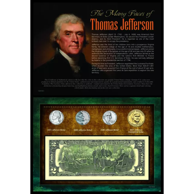 NEW American Coin Treasures Many Faces of Thomas Jefferson Coin & Currency 12414