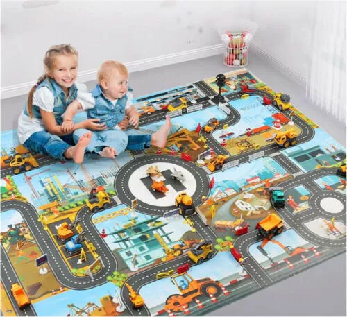 City Road PlayMat Kids Childrens Car Road Carpet Rug Toy Mat Waterproof Truck UK