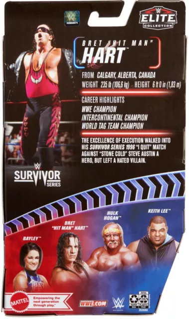 Wwe Mattel Elite Survivor Serie 2021 Bret Hart Wrestling Figur Raw Basic Smack 3
