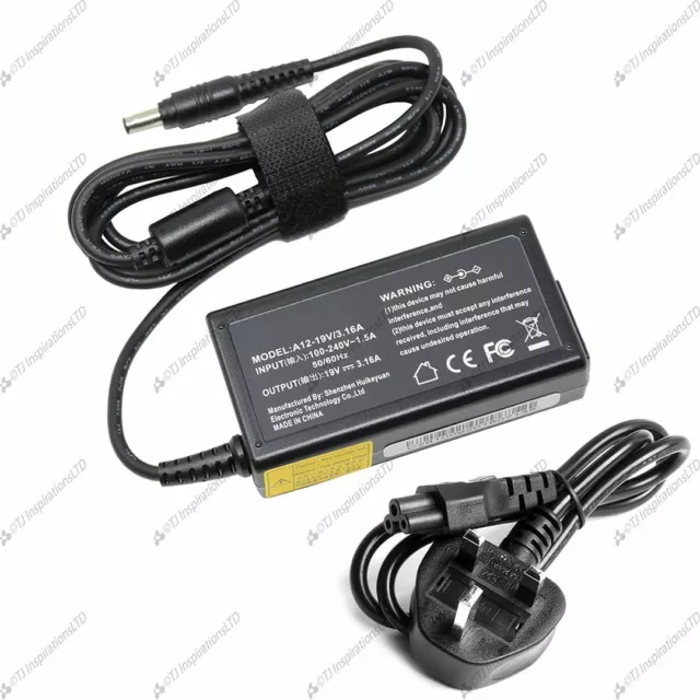 Neu kompatibel 19 V 3,16 A 60 W Netzadapter Samsung Laptop - Spitze überprüfen Größe PSU UK