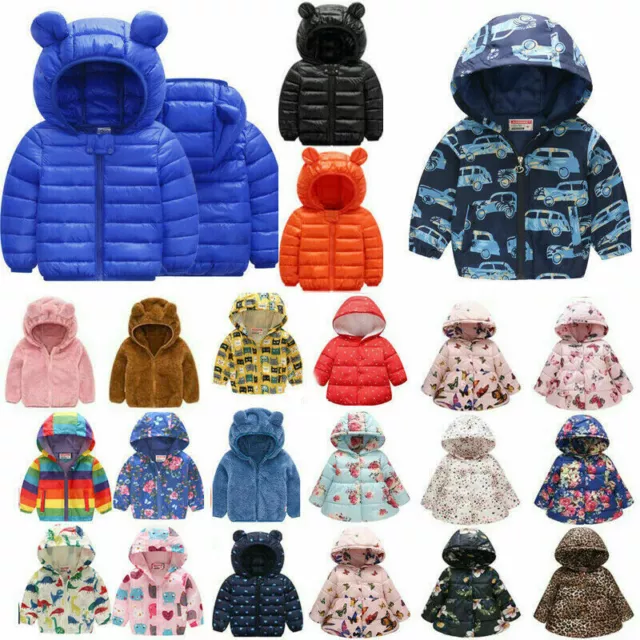 Toddler Kids Girls Boys Winter Hooded Coat Jacket Warm Outwear Children Clothes