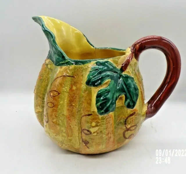 Vintage Yellow & Green Gourd Gsh Griffen Smith & Hill Etruscan Majolica Pitcher