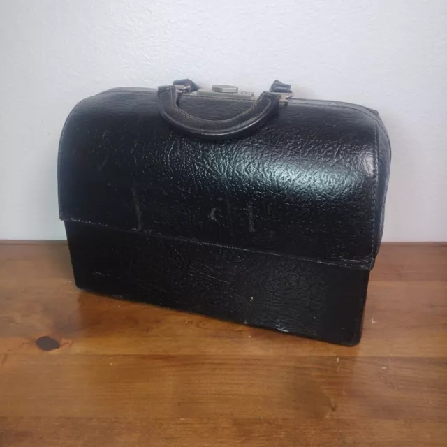 Rare Vintage 1940s Leather Schell Black Doctor’s Medical Bag USA