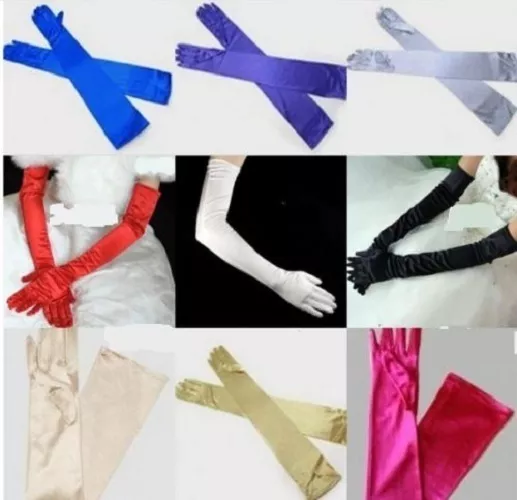 Ladies Opera Evening Satin Finger Long Gloves Party Fancy Dress Prom