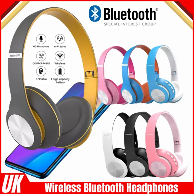 Wireless Bluetooth 5.1 Headphones Noise Cancelling Over-Ear Stereo Earphones