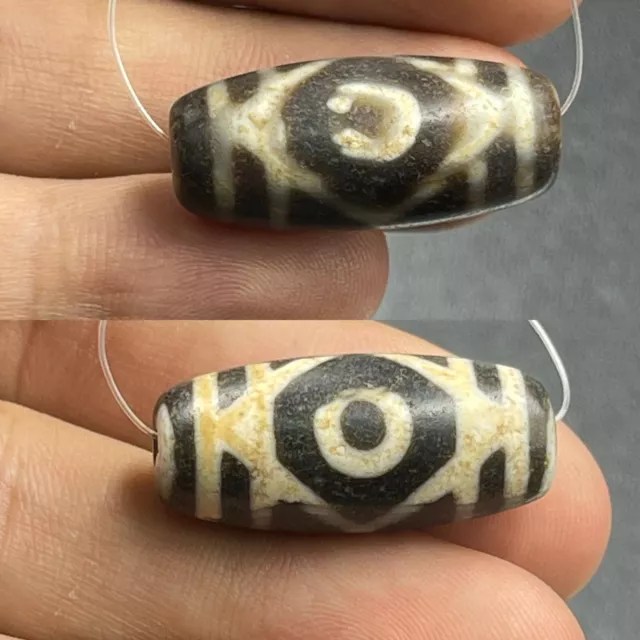 Wonderful Ancient Indo Tibetan Himalayan Agate 👁 Eye Dzi Bead Amulet