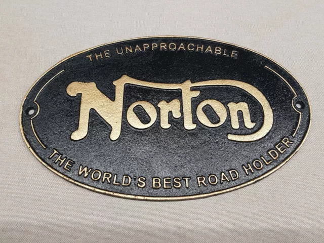 NORTON THE WORLD'S BEST ROAD HOLDER CAST IRON SIGN Motorbike Motorcycles 2