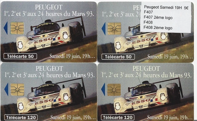 8 peugeot - 24 heures du mans - lot telecartes 50 & 120 u - utilisees - Collection