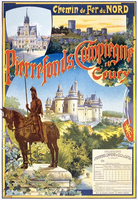 Affiche Vintage Chemin De Fer Du Nord - Soissons Et Ses Environs - Poster Décoratif