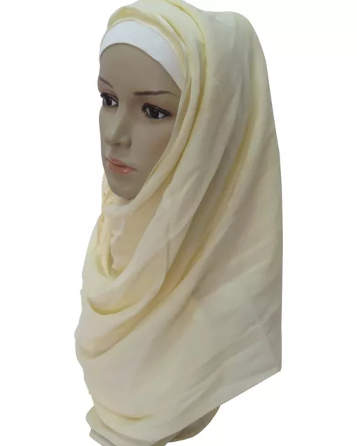 Plain Color Head Wrap Hijab Muslim Scarves With Tassels