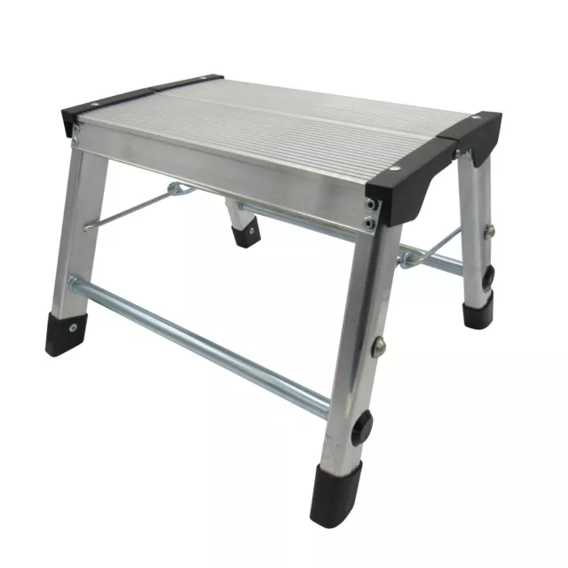 Folding Aluminium Step Stool (Heavy Duty Foldable Single Collapsible Portable)