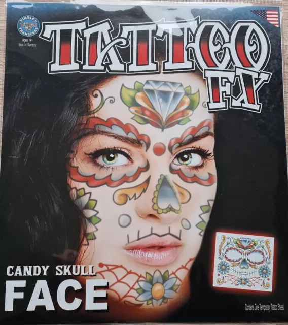 Tinsley Transfers Candy Skull Tatuating Kit Temporaneo Rif N9