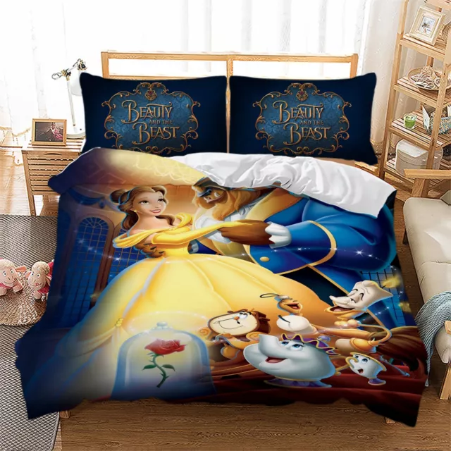 Beauty and the Beast Duvet Cover Bedding Set with Pillow Case Single Double King