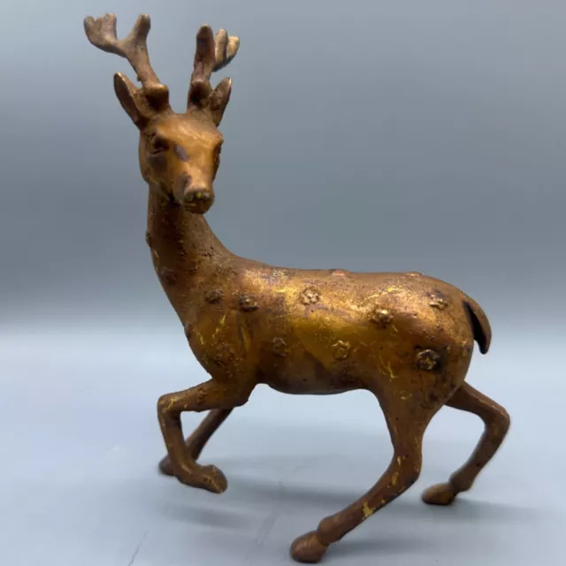 Wonderful Unique Ancient Roman Gold Gilded Bronze Deer Figure 3