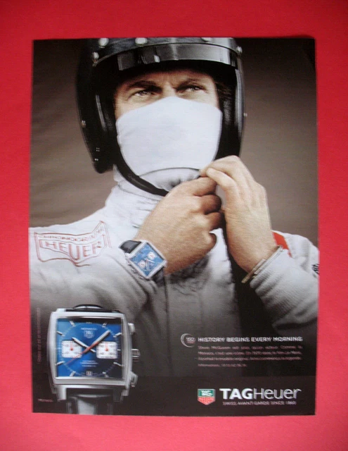 TAG HEUER MONACO WATCH STEVE McQUEEN LE MANS AD 2010 PRESS ADVERTISEMENT