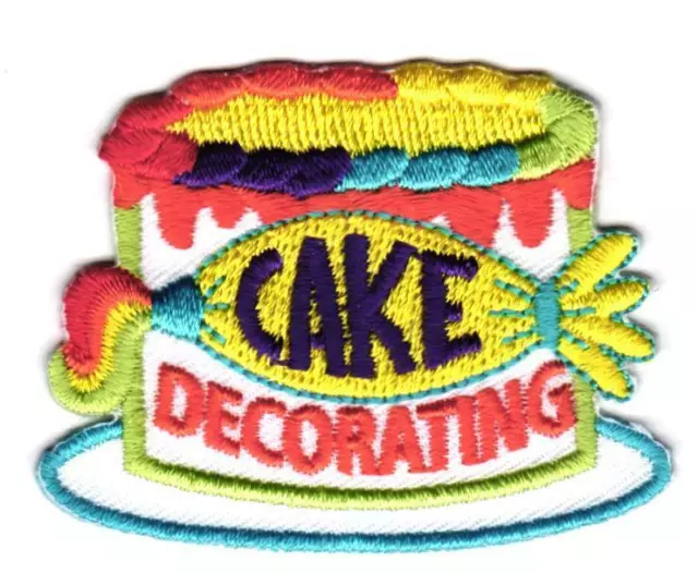 Girl Boy Cub CAKE DECORATING colorful Fun Patches Crest Badge SCOUTS GUIDE class