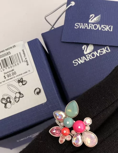 Authentic SWAROVSKI Adorn Neon Stack 3 Pc Ring Set #5055585 Crystal $90 RETIRED