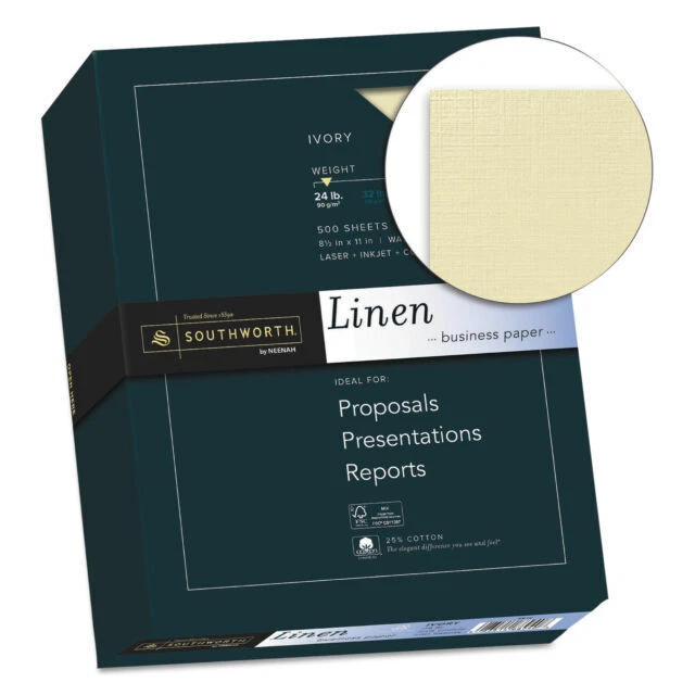 Southworth 25% Cotton Business Paper, Ruled, 95 Bright, 20 Lb Bond Weight 8 5 X 14 White 500 Sheets Ream 403er