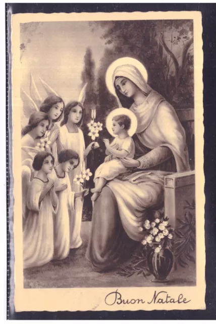 Cartolina Buon Natale Madonna con Bambino Z582