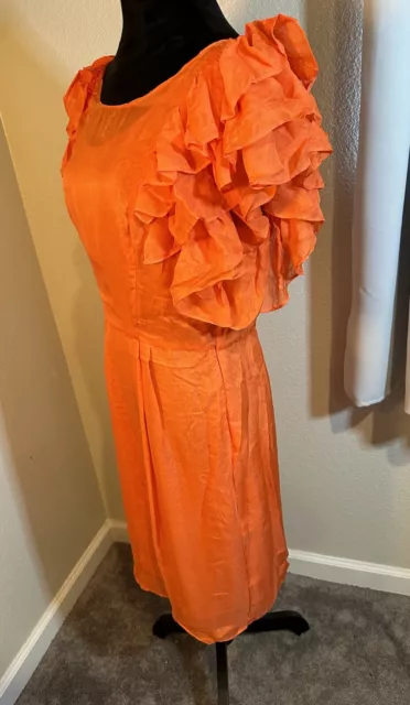 Milly Of New York Dress  Orange Silk Size 10 EUC