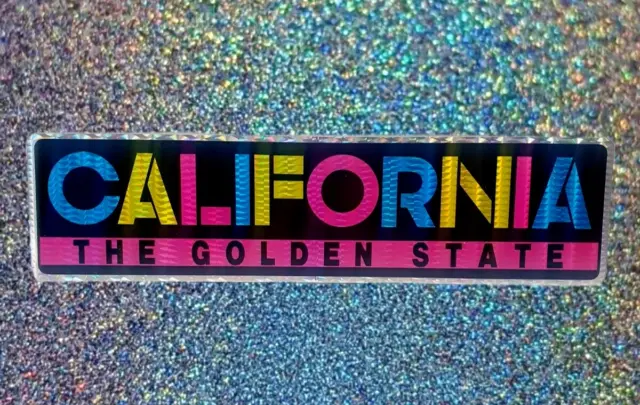 California The Golden State Bumper Sticker Reflective Vintage