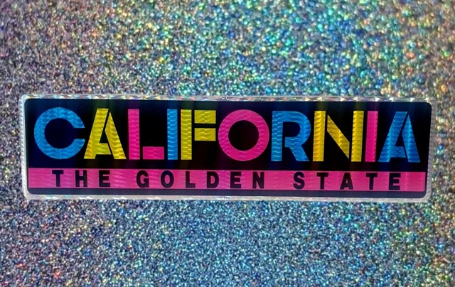 California The Golden State Bumper Sticker Reflective Vintage