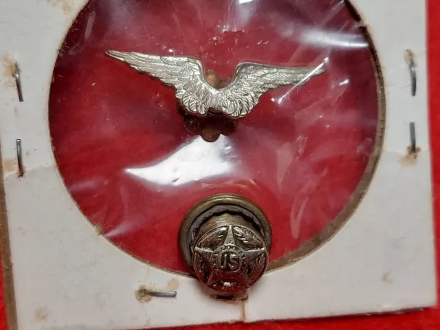 Wwi Miniature Air Service Enlisted Aviation Badge "Pilot Wings" French Made