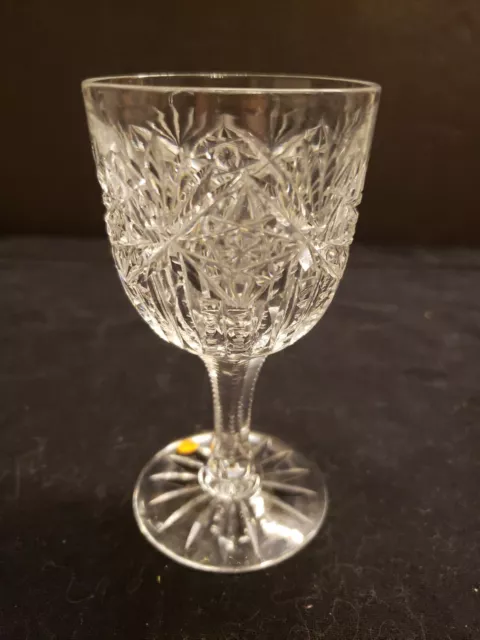 4-1/4" WINE CORDIAL American Brilliant Period Cut Glass Crystal Signed J Hoare
