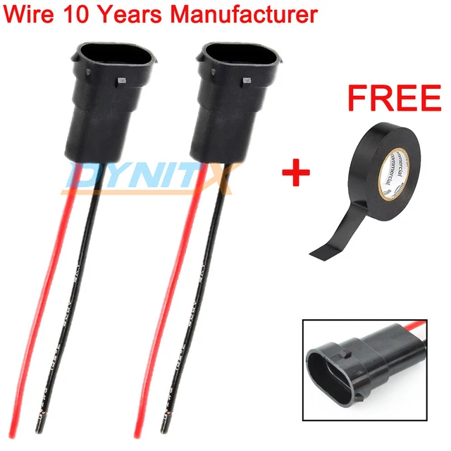 H11 Wire Pigtail Male Two Harness Fog Light Bulb Plug Play Connector Lamp OE