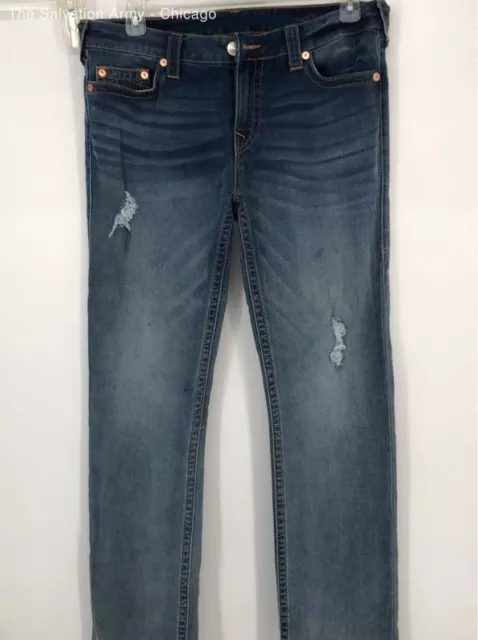 True Religion Blue Denim/ Straight/ Cotton Jeans - Size 33