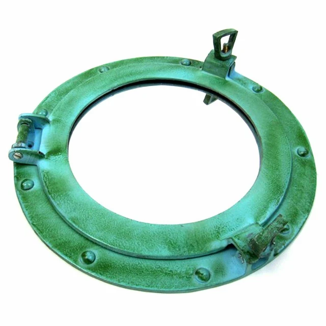 11" Verde Portilla Ventana Con Espejo - Barco Náutico Navío Decorativo Regalo