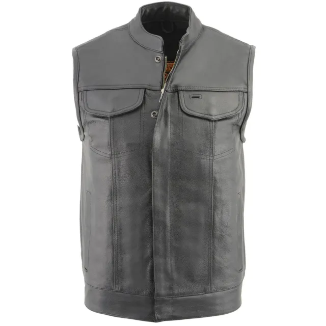 Milwaukee LKM3710 Men's SOA Leather Vest Zipper/Snap Front Dual Side Gun Pockets