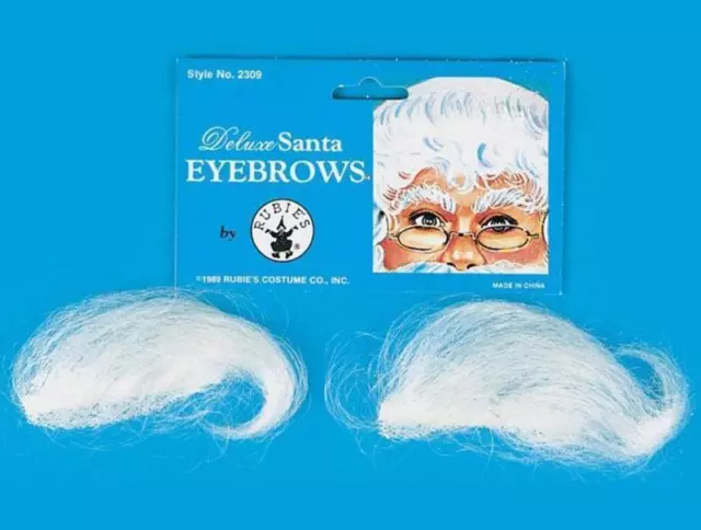 Santa Deluxe Grey Bushy Fake Eyebrows for Adults Mens Claus Accessory w Adhesive