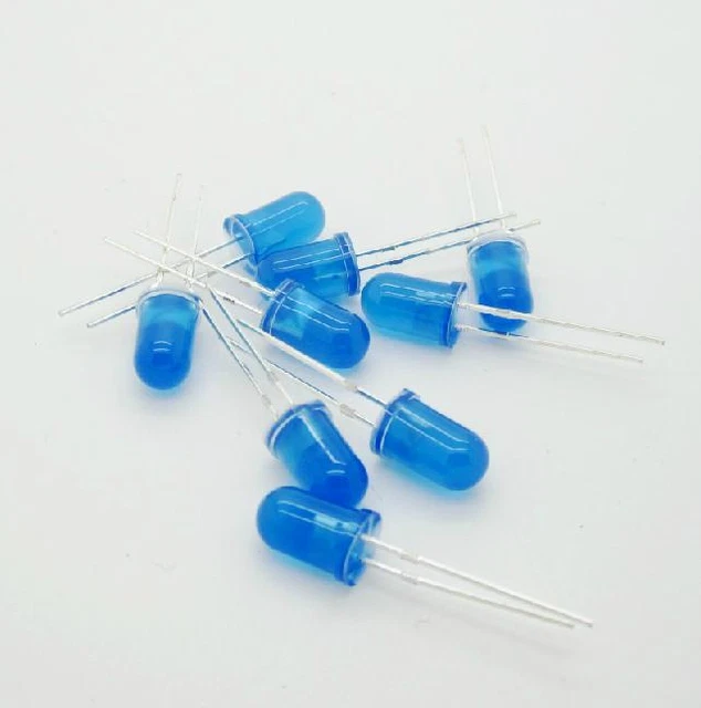 100pz LAMPADA LAMPADINA LED DIFFUSO F5 5MM COLORE BLU LUCE BLU super luminosa NUOVA