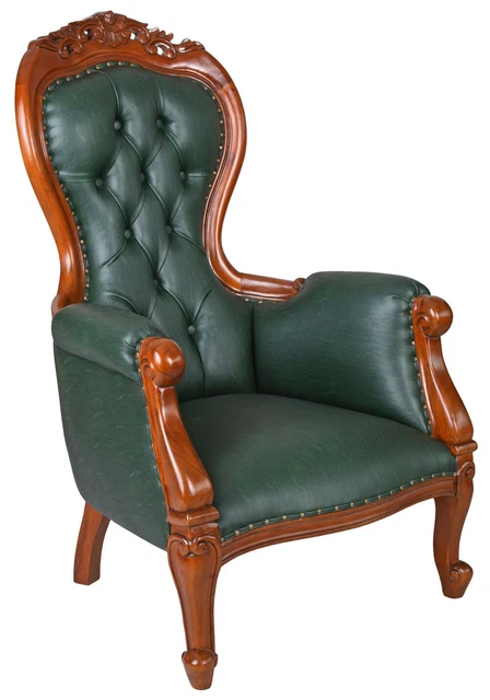 Chesterfield Sessel Kolonialstil grün Armlehnstuhl Antikstil Armlehnsessel neu