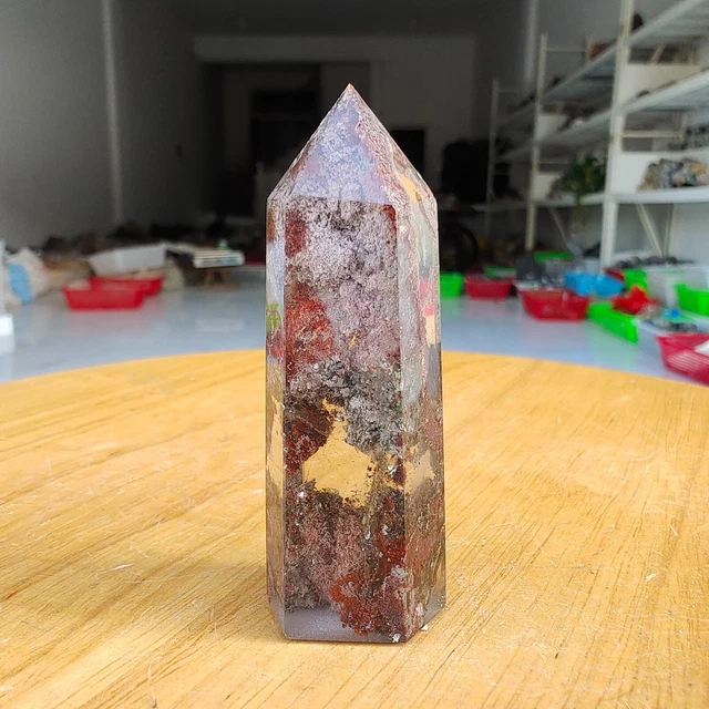 60g 100% Natural Clear White Rutile Flower Crystal Quartz Obelisk Polished U570