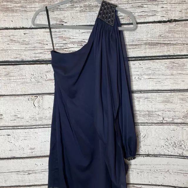 NWT Laundry By Shelli Segal One Shoulder Short Cocktail Dress Sz4 Midnight Blue