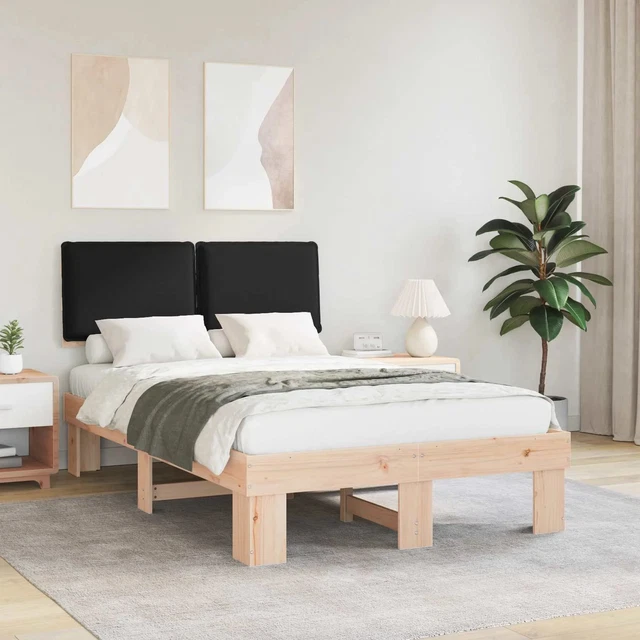 BED FRAME WITH Upholstered Headboard Black 120 x 200 cm vidaXL £222.07 ...
