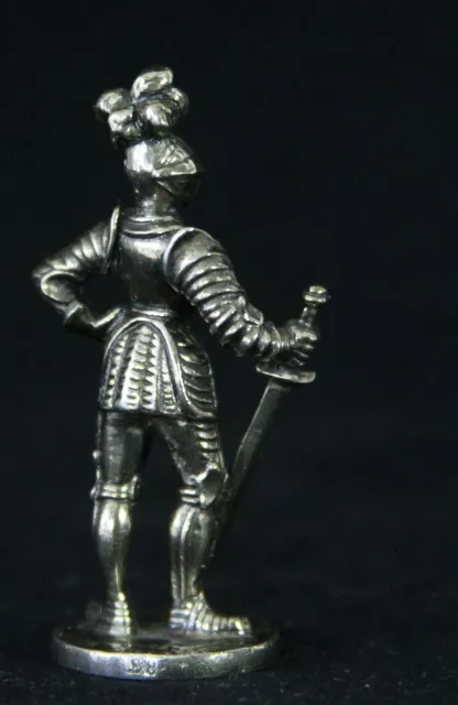 antique silver Wax Seal stamp, statue Armoured Knight, name initials J.K. / K.J. 2