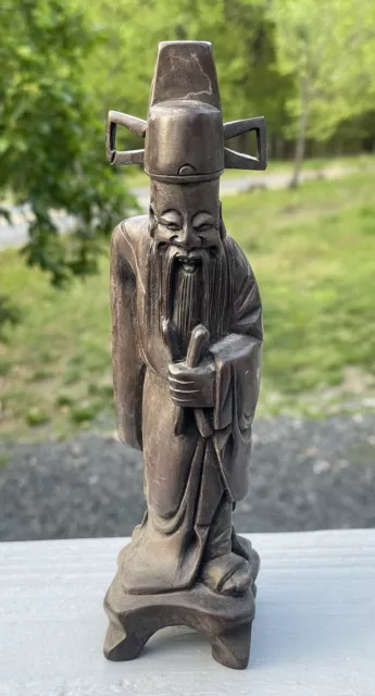 Antique Chinese Wooden Hand Carved Old Man