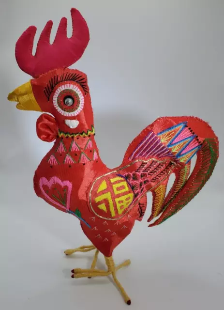 Fabulous Fabric Rooster - Brightly Colored, 10 inches Tall