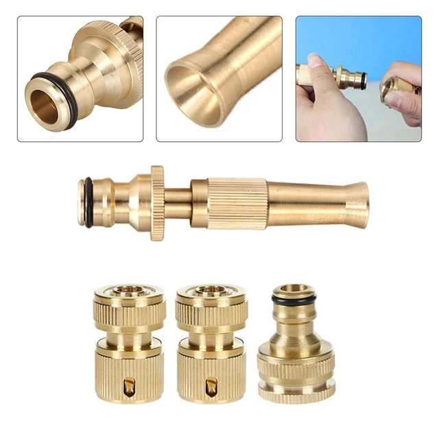 Kit 4 Raccords Tuyau Jardin En Laiton - Robinet, Connecteurs, Buse Pulvérisation - Amtech