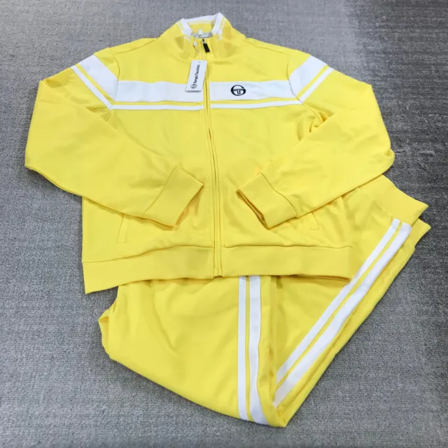 Sergio Tacchini Tracksuit Mens Large Track Jacket Pants Damarindo Yellow White