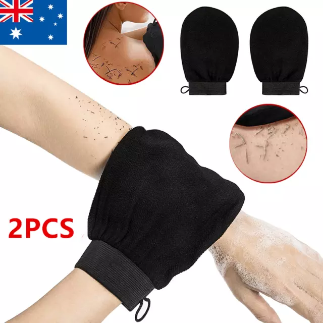 2Pcs Moroccan Exfoliating Kessa Glove Mitt Loofah To Remove Dead Skin, Fake Tan